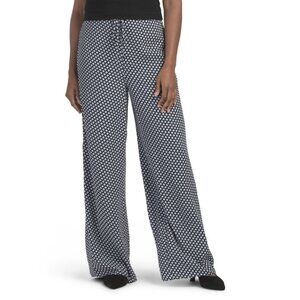 THEORY sapphire Drawstring Waist Geo Print Pants
